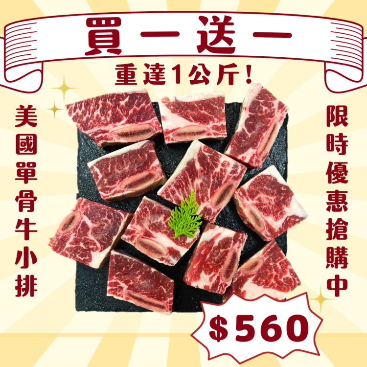美國特級Choice單骨牛小排《買一送一 》